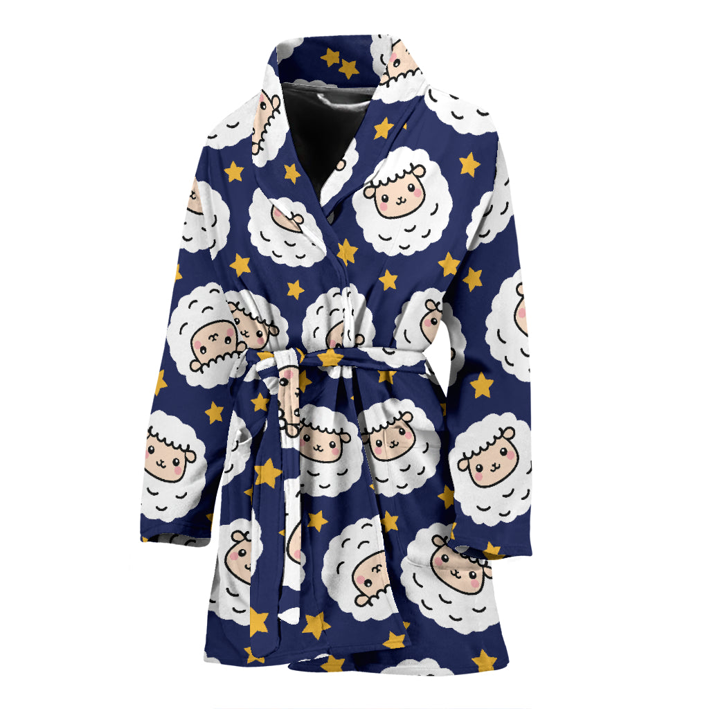 Sheep Print Design LKS402 Women Bathrobe