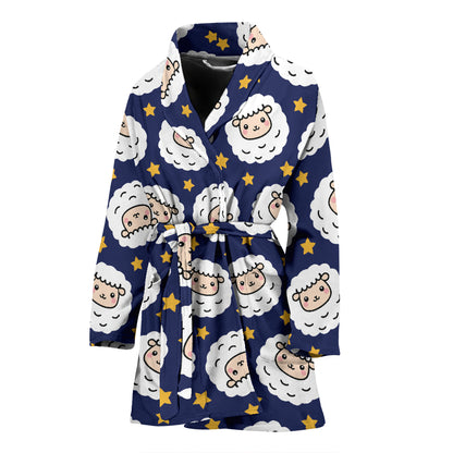 Sheep Print Design LKS402 Women Bathrobe