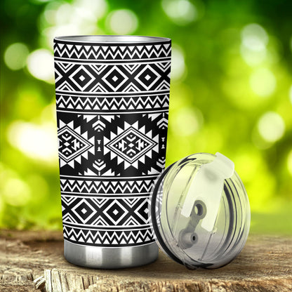 Aztec Black White Print Pattern Tumbler