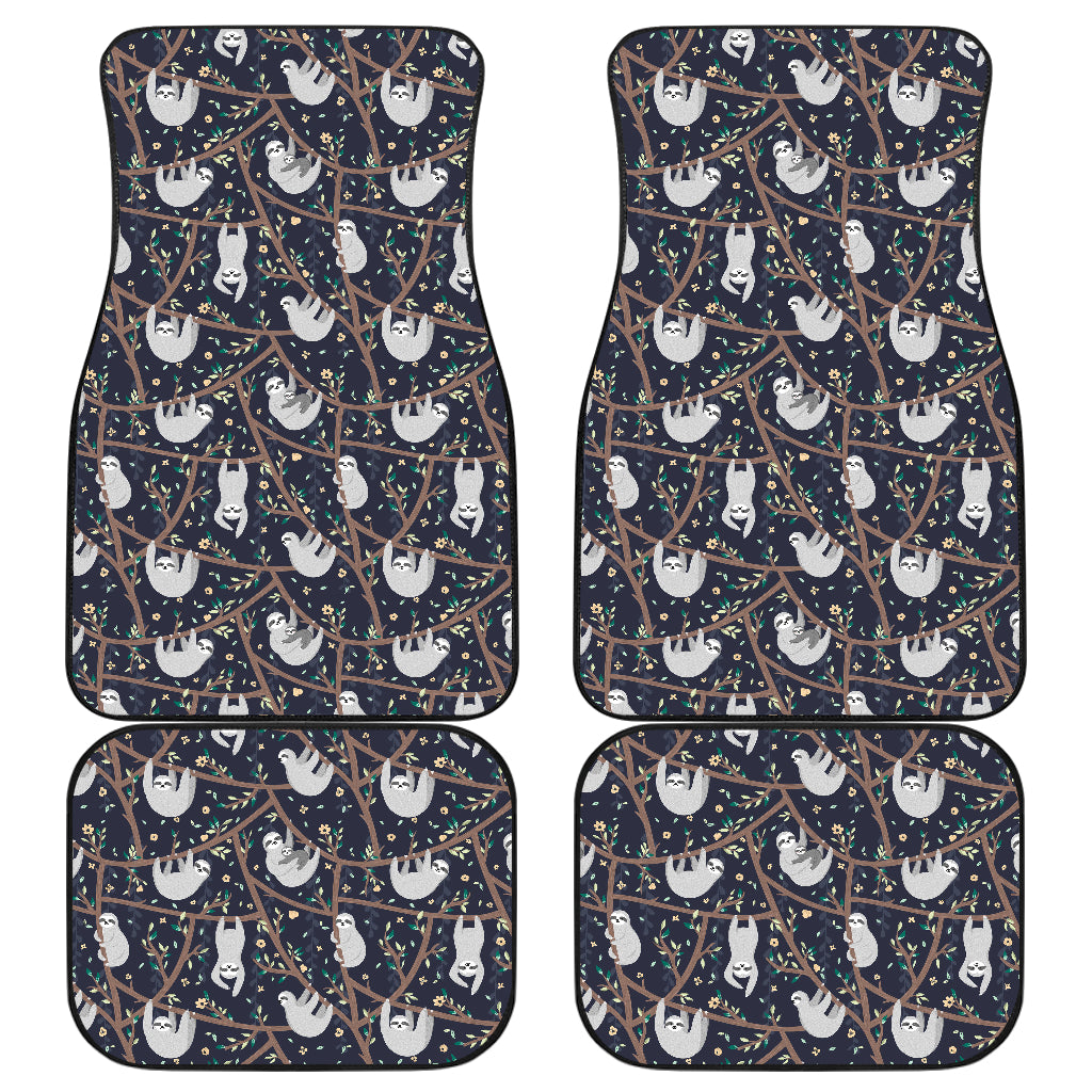 Sloth Happy Design Themed Print Car Floor Mats Front Back