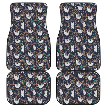 Sloth Happy Design Themed Print Car Floor Mats Front Back