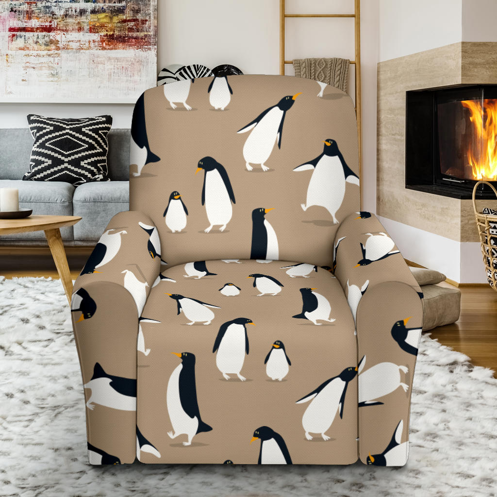 Penguin Pattern Print Design A01 Recliner Slipcover with Pocket
