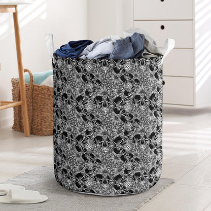Skull Tattoo Design Print Laundry Basket