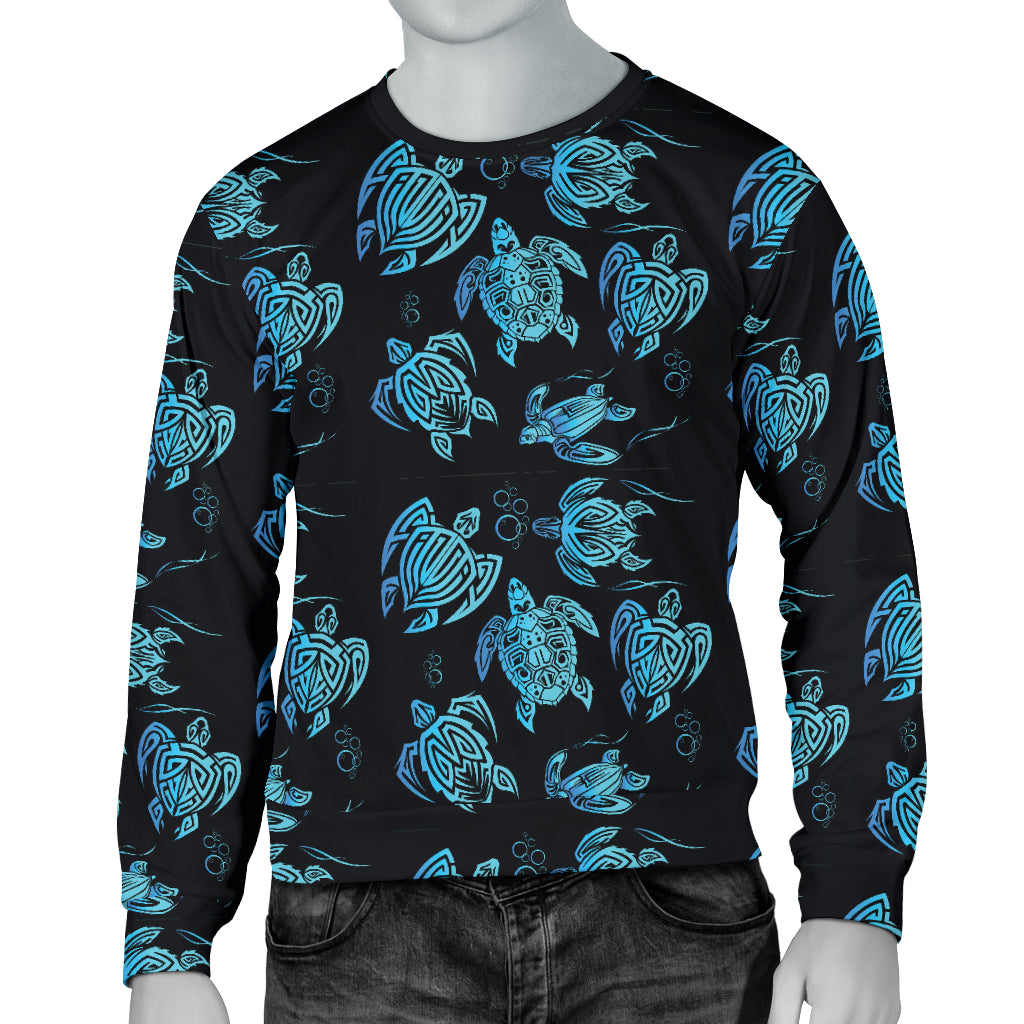 Tribal Turtle Polynesian Themed Design Men Long Sleeve Sweatshirt