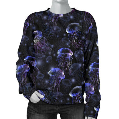 Jellyfish Themed Women Long Sleeve Sweatshirt