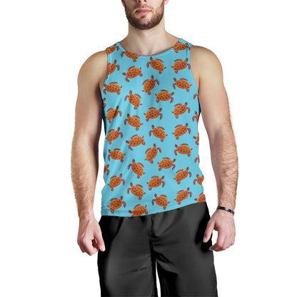 Brow Sea Turtle Print Pattern Men Tank Top