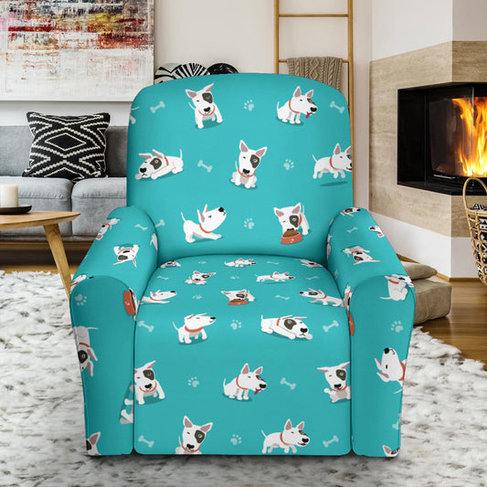 Bull Terriers Pattern Print Design 07 Recliner Slipcover with Pocket