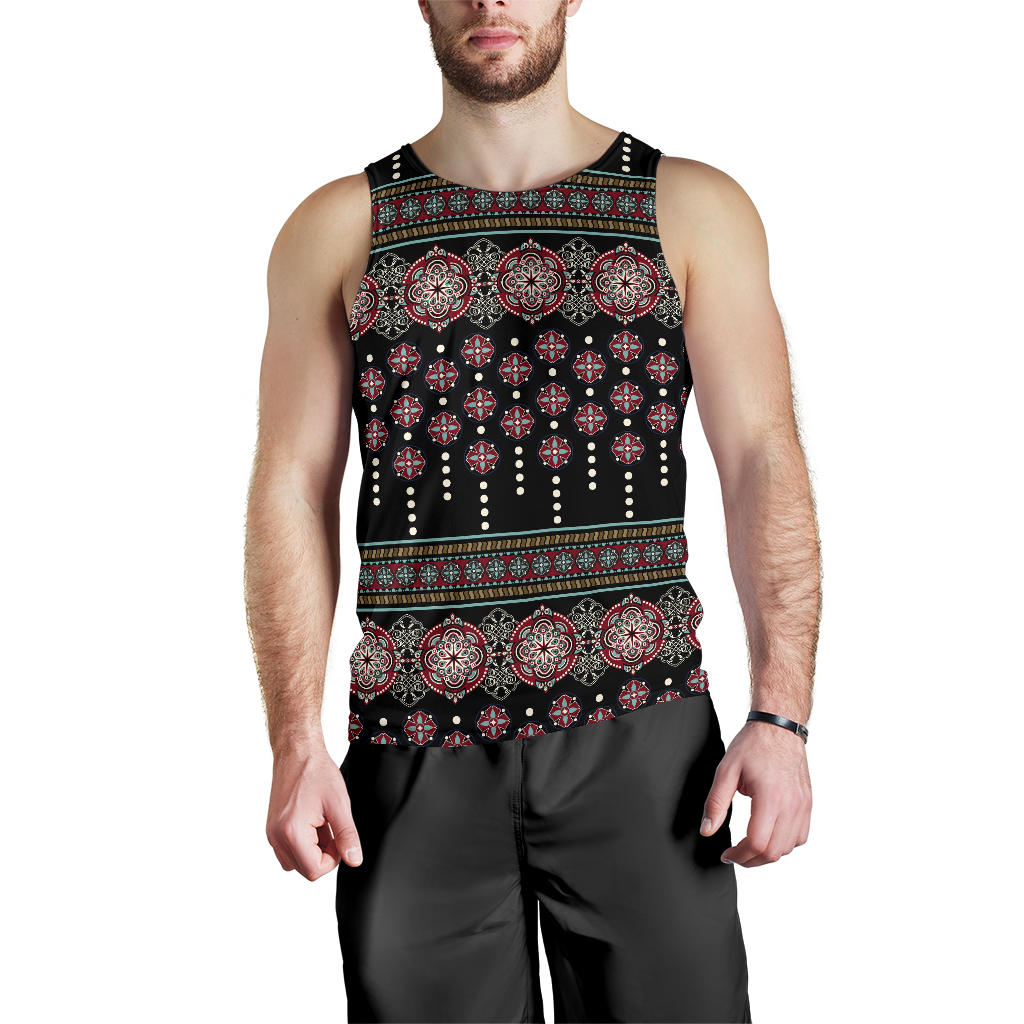 Ethnic Dot Style Print Pattern Men Tank Top