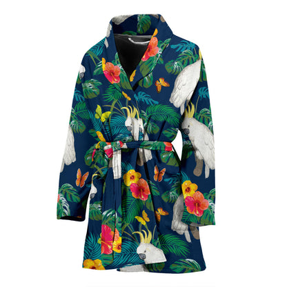Cockatoo Tropical Pattern Print Design 02 Women Bathrobe