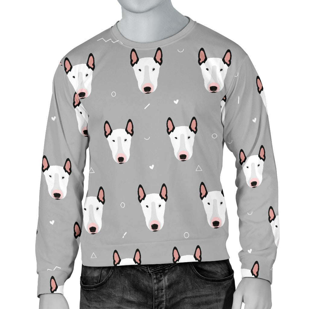 Bull Terrier Head Print Pattern Men Long Sleeve Sweatshirt