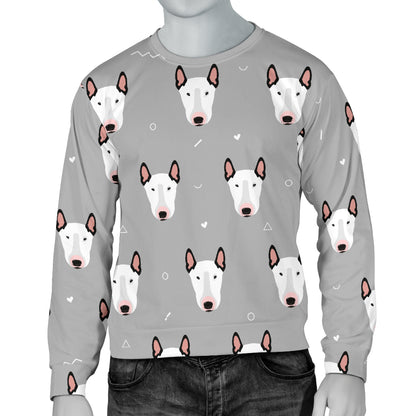 Bull Terrier Head Print Pattern Men Long Sleeve Sweatshirt