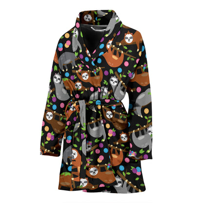 Sloth Print Design LKS306 Women Bathrobe