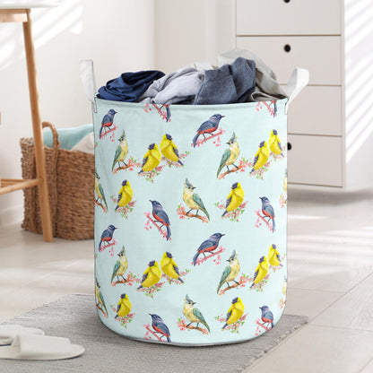 Bird Sweet Themed Print Pattern Laundry Basket