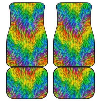 Rainbow Fur Design Print Car Floor Mats Front Back