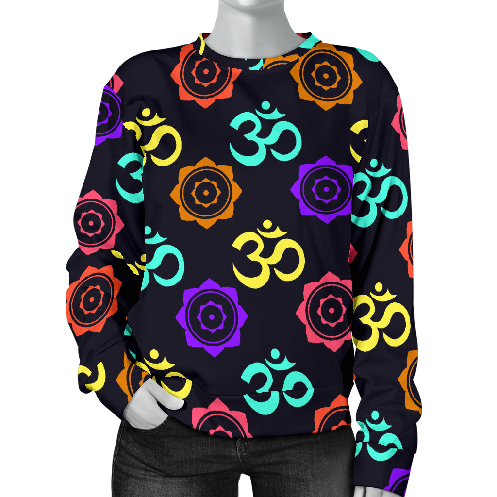 Chakra OM Print Pattern Women Long Sleeve Sweatshirt