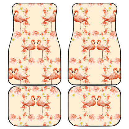 Flamingo Hibiscus Print Pattern Car Floor Mats Front Back