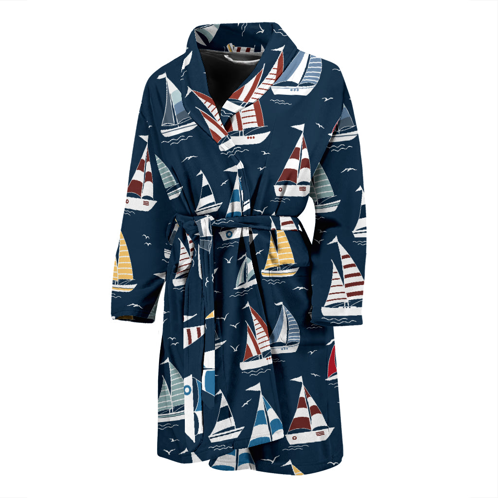 Sailboat Print Design LKS306 Men Bathrobe