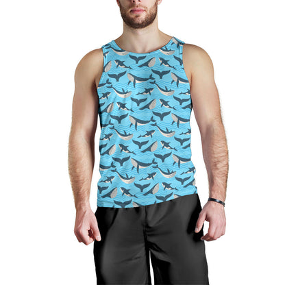 Whale Pattern Design Themed Print Men Tank Top