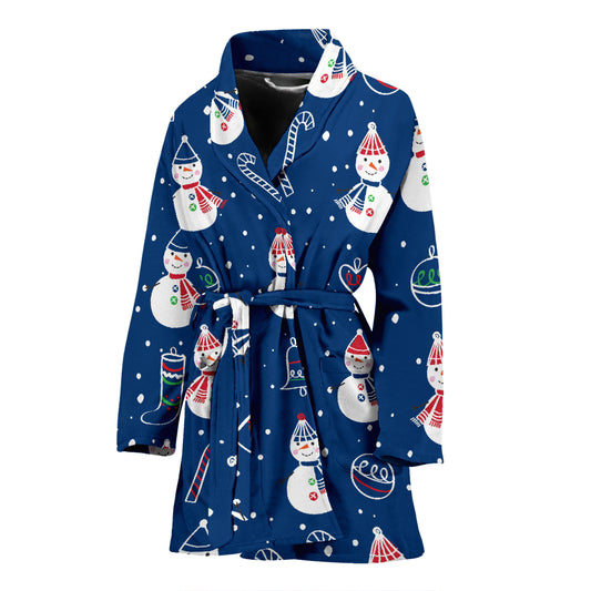 Snowman Print Design LKS306 Women Bathrobe