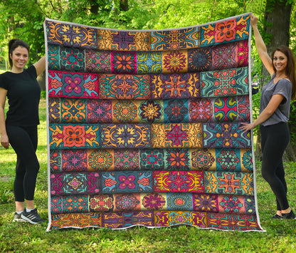 Mandala Style Design Print Quilt Bedspread