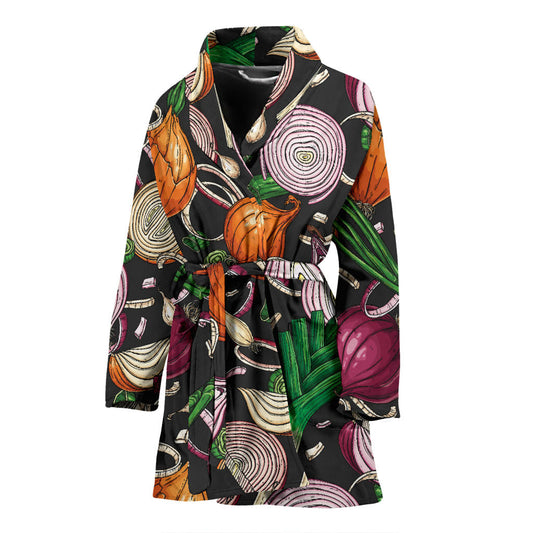Onion Pattern Print Design A03 Women Bathrobe