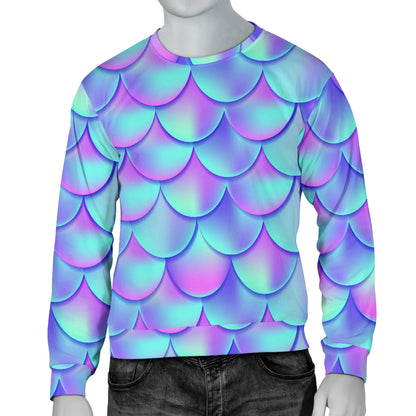 Mermaid Tail Design Print Pattern Men Long Sleeve Sweatshirt