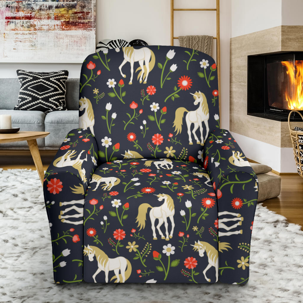 Unicorn Print Design LKS301 Recliner Slipcover with Pocket