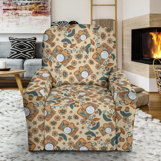Camera Pattern Print Design 05 Recliner Slipcover with Pocket