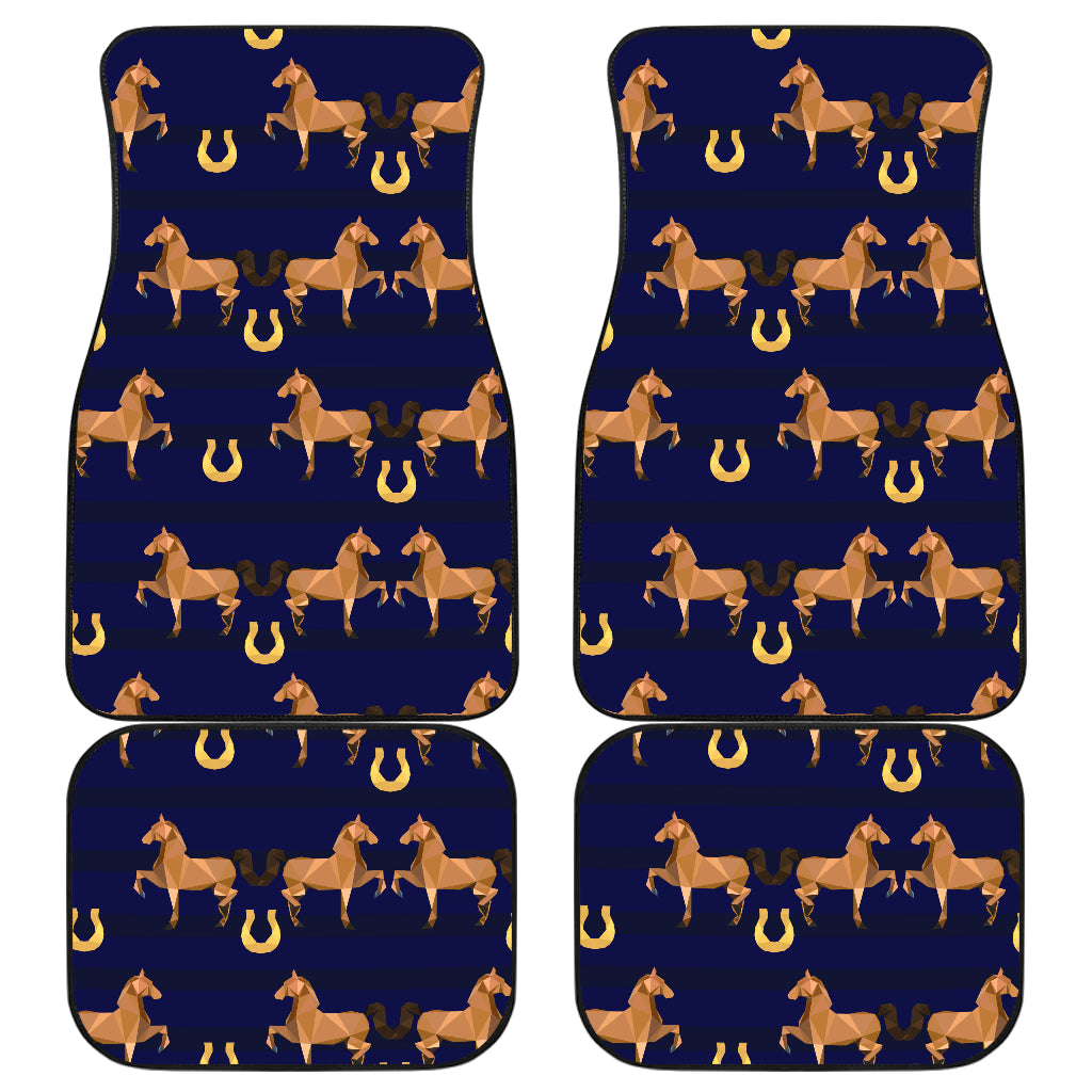 Horse Luxury Themed Pattern Print Car Floor Mats Front Back