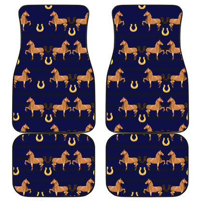 Horse Luxury Themed Pattern Print Car Floor Mats Front Back