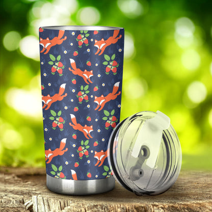 Fox Strawberry Print Pattern Tumbler