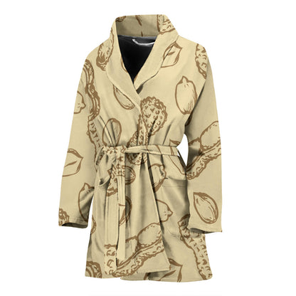 Peanut Pattern Print Design A02 Women Bathrobe