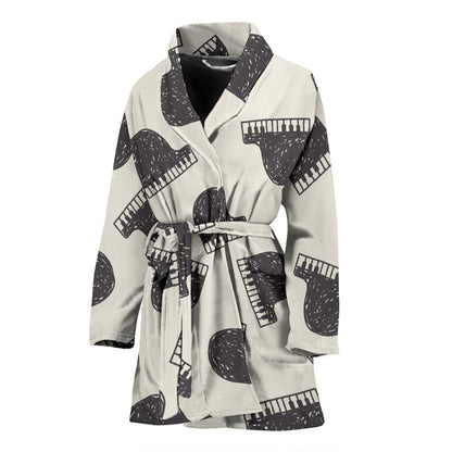 Piano Pattern Print Design 04 Women Bathrobe