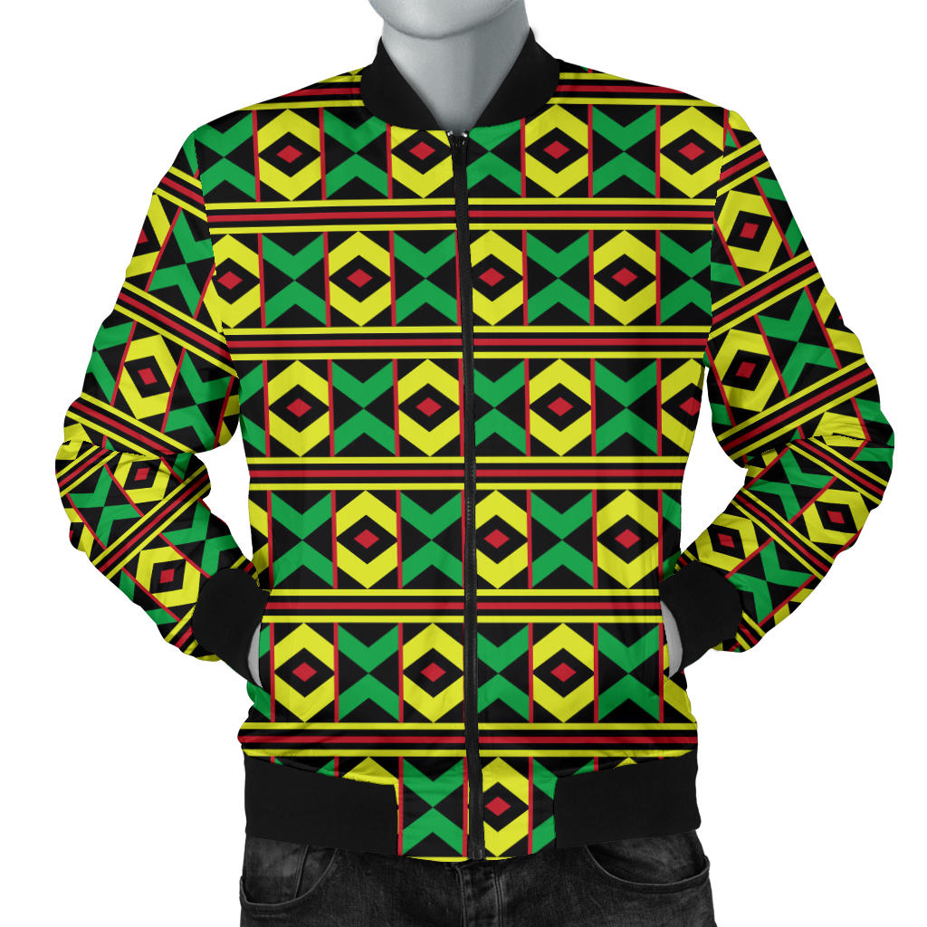 African Geometric Print Pattern Men Bomber Jacket