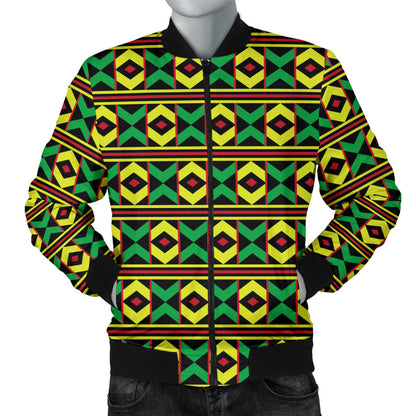 African Geometric Print Pattern Men Bomber Jacket