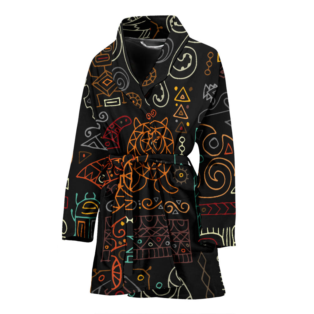 Polynesian Pattern Print Design A04 Women Bathrobe