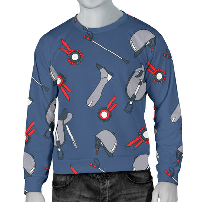 Equestrian Equipment Background Men Long Sleeve Sweatshirt