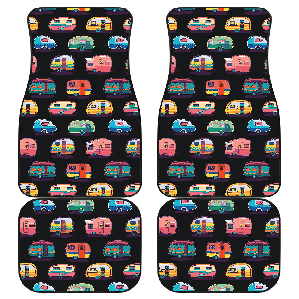 Camper Camping Pattern Car Floor Mats Front Back