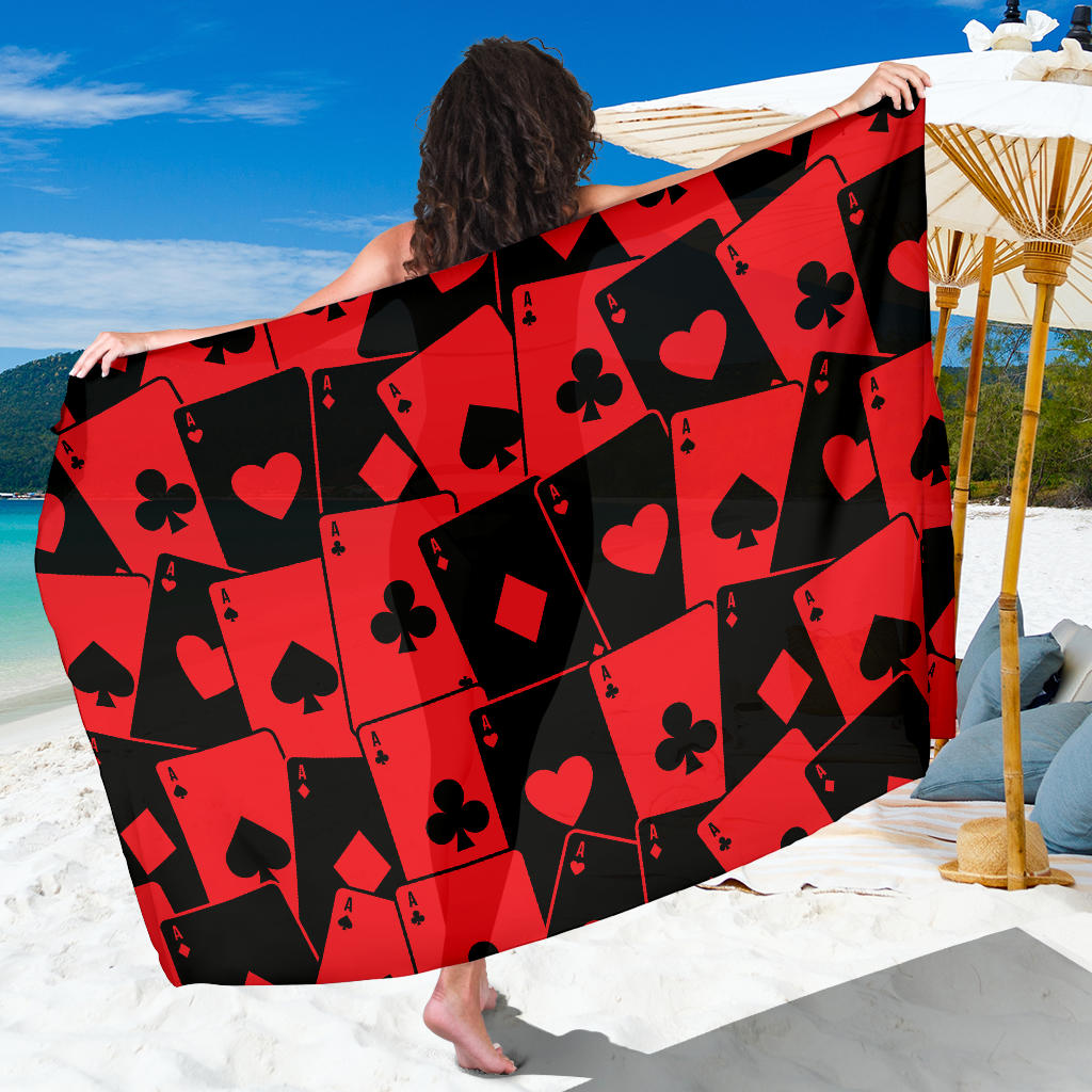 Poker Cards Pattern Print Design A01 Sarong Pareo Wrap