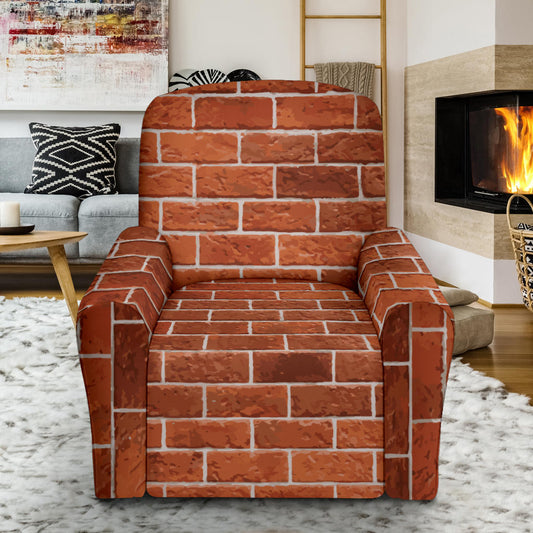Brick Brown Pattern Print Design 02 Recliner Slipcover with Pocket