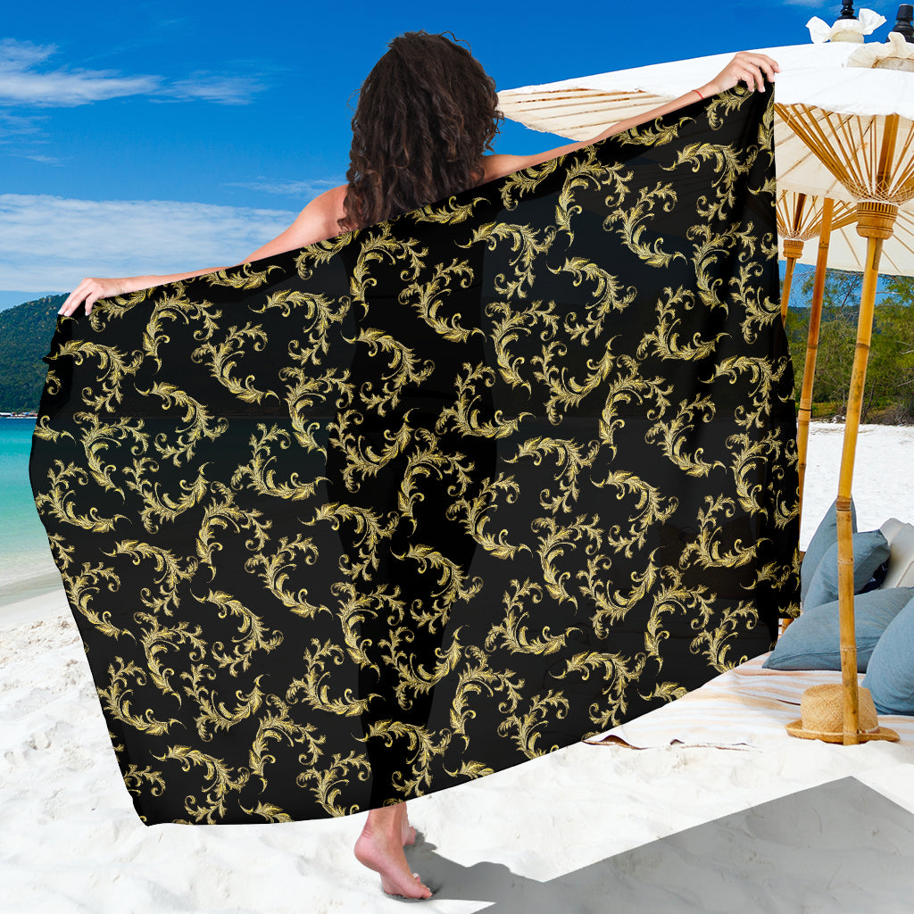 Baroque Golden Pattern Print Design 01 Sarong Pareo Wrap