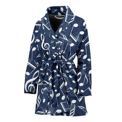 Music note Pattern Print Design A02 Women Bathrobe