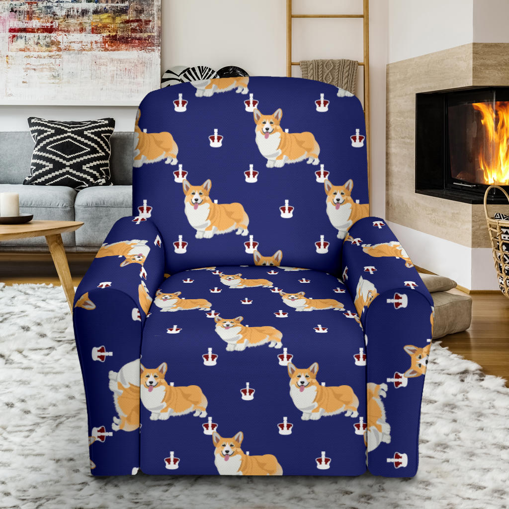 Pembroke Welsh Corgis Pattern Print Design A07 Recliner Slipcover with Pocket