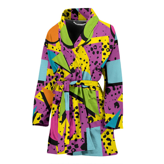 80s Pattern Print Design 1 Women Bathrobe