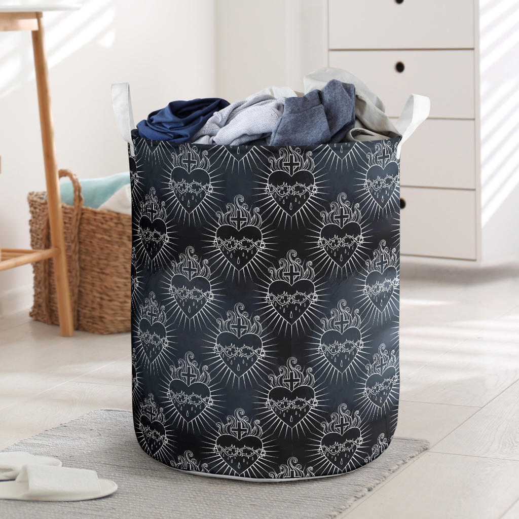 Christian Heart Tattoo Style Laundry Basket