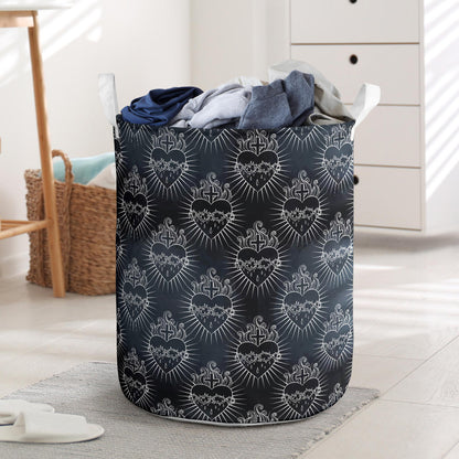 Christian Heart Tattoo Style Laundry Basket