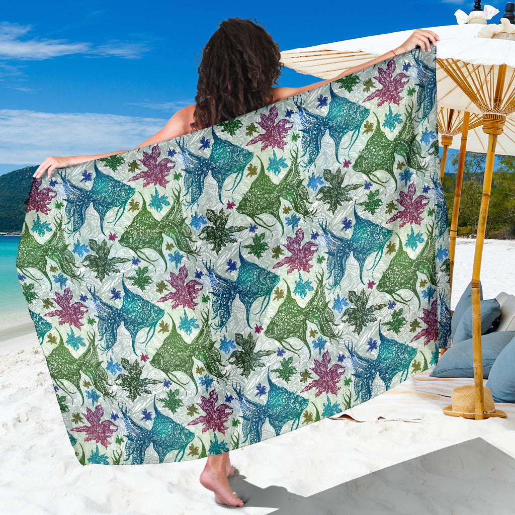 Angelfish Tribal Pattern Print Design 01 Sarong Pareo Wrap