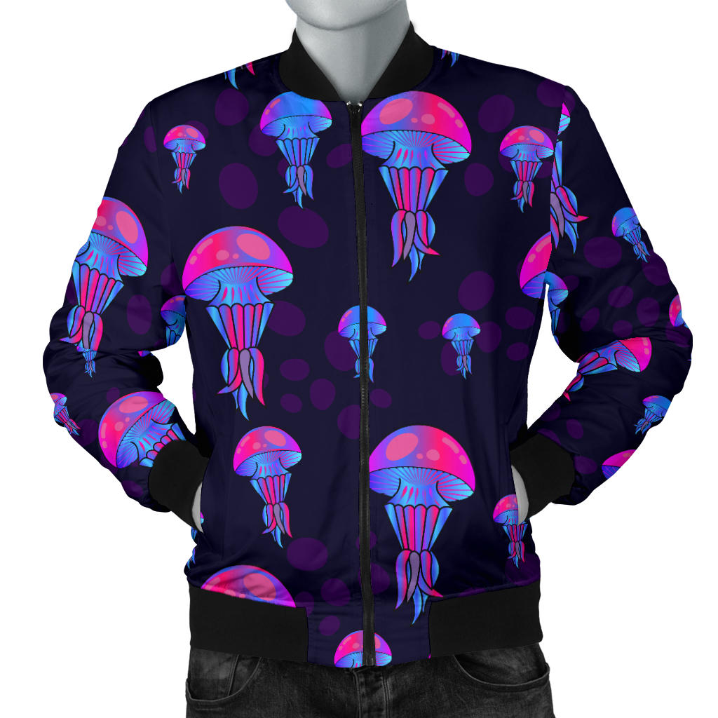 Jellyfish Neon Print Men Bomber Jacket