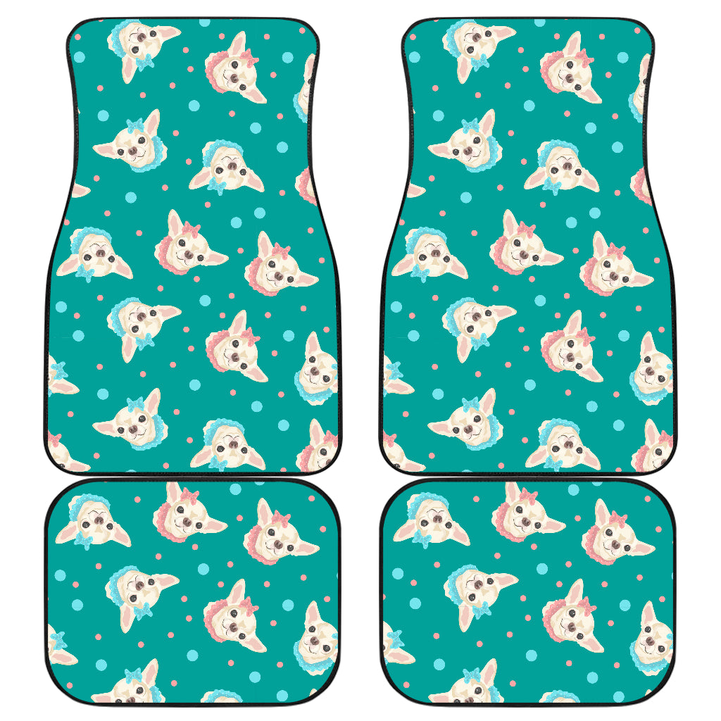 Chihuahua Polka Dot Pattern Car Floor Mats Front Back