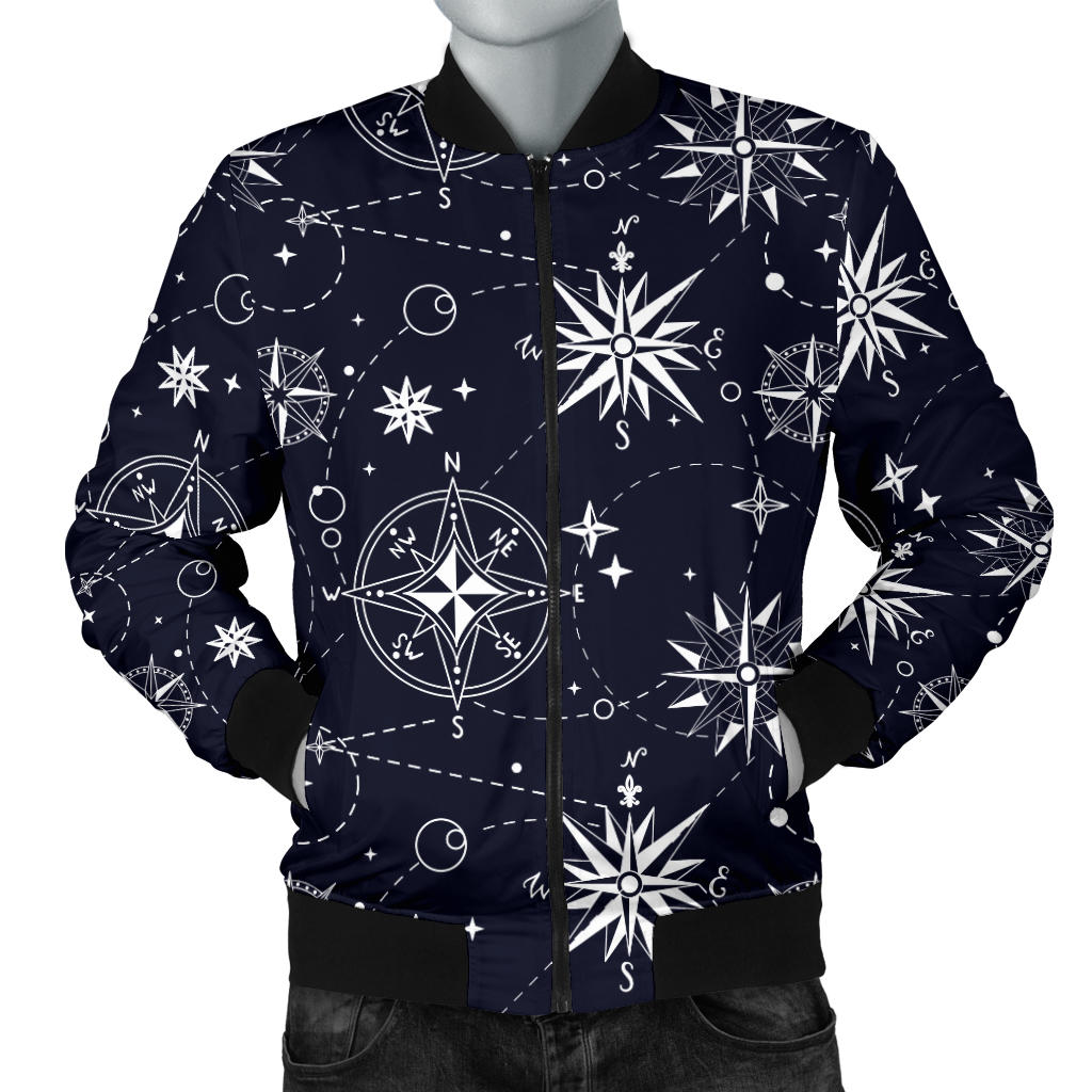 Nautical Sky Design Themed Print Men Bomber Jacket